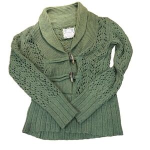 Vintage Old Navy Moss Green Toggle Cardigan S Crochet Knit Cottagecore Fairycore
